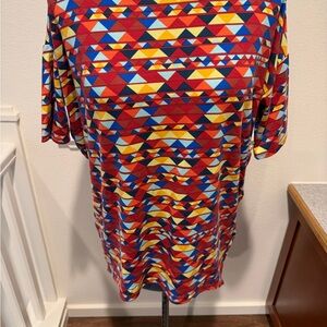 Irma Tunic Colorful Geometric Print Tee - Red, Yellow, Blue